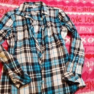Black and blue plaid shirt
